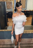 White Sexy Short Homecoming Dress With Rufflues HZ1023