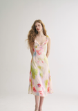 Dreamy A Line V Neck Print Floral Chiffon Summer Dress Party Dress Outfits HZ1023