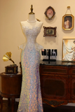 Shiny Exquisite Mermaid Strapless Sequin Long Prom Dress Party Dress Evening Dress HZ1023
