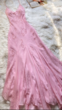 Beautiful Mermaid Prom Dress Pink Chiffon Bead Evening Dress HZ1023
