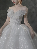 Stunning Ball Gown Strapless Beaded Sequin Prom Dress Wedding Dress with Butterfly HZ1023