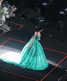 Gorgeous A Line Strapless Green Sequin Long Sweep Party Dress Evening Dress HZ1023