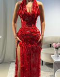 Baby Red Sheath V Neck Beaded 3D Floral Lace Prom Dress Evening Dress HZ1023