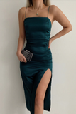 Sexy Sheath Spaghetti Straps Prom Dress Slit Party Dress HZ1023