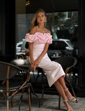 Gentle Sheath Off the Shoulder Pink Satin Long Prom Dress Cocktail Dress Birthday Dress HZ1023