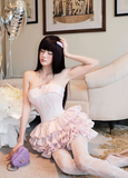 Gentle A Line Halter Light Pink Layered Satin Short Homecoming Dress HZ1023