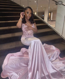 Sexy Mermaid Party Dress Pink Prom Evening Dress HZ1023