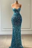 Gorgeous Strapless Sequin Prom Dress Mermaid Formal Evening Dress HZ1023