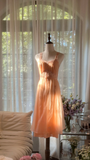 Cute A Line Strap Lace Applies Light Orange Chiffon Homecoming Dress Evening Dress HZ1023