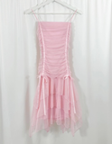 Pink Layered Tulle Pleated Short Homecoming Dress Birthday Dress Outfits HZ1023