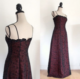 Vintage Burgundy A Line Spaghetti Straps Long Prom Dress HZ1023
