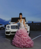 Beautiful Pink Beaded Mermaid Prom Dress Long Evening Dress HZ1023