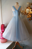 Vintage Blue Homecoming Dress£¬Elegant Prom Dress HZ1023