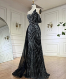Luxurious A Line Beads Sequin Long Prom Dress Evening Dress HZ1023