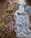 Baby Blue Dreamy A Line Sweetheart Neck Lace Ruffle Chiffon Evening Dress Party Dress HZ1023