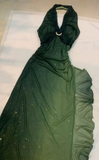 Sexy Halter Ombre Green Chiffon Backless Long Prom Dress Evening Dress HZ1023