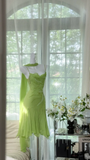 Romantic Green Exquisite Beaded Short Chiffon Homecoming Dress Evening Dress Birthday Party Dress HZ1023
