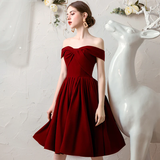 Sweet Burgundy Velvet Homecoming Dress Short Prom Dress HZ1023