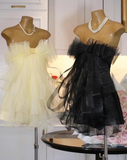 Light Yellow A Line Strapless Bow Layered Organza Mini Homecoming Dress HZ1023