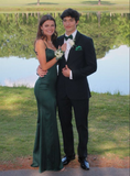 Dark Green New Backless Satin Floor Length Long Prom Dress HZ1023