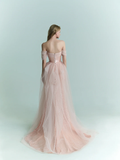 Shiny Pink Mermaid Off the Shoulder Tulle Sequin Party Dress Prom Dress Formal Gown HZ1023