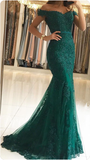 Lace beaded tulle maxi evening dress off the shoulder mermaid formal party dress HZ1023