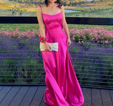 Hot Pink Elegant A-Line Long Prom Dress Trendy Evening Dress HZ1023