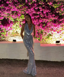 Charming Sheath Halter Sequin Long Prom Dress Evening Dress HZ1023