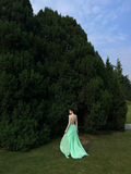 Romantic A Line Sweetheart Neck Ruffle Green Chiffon Party Dress Birthday Dress HZ1023