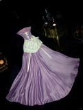 Elegant A Line Strapless Beaded Sequin Lilac Satin Long Prom Dress Evening Dress HZ1023