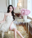 Romantic White A Line V Neck Layered Tulle Short Homecoming Dress Cocktail Dress HZ1023
