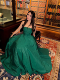 Green A Line Strapless Satin Long Prom Dress Evening Dress HZ1023