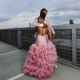 Beautiful Pink Beaded Mermaid Prom Dress Long Evening Dress HZ1023