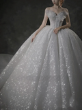 Stunning Ball Gown Strapless Beaded Sequin Prom Dress Wedding Dress with Butterfly HZ1023