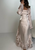 Elegant Straps Pleated Ruffles Long Prom Dress Evening Gown HZ1023