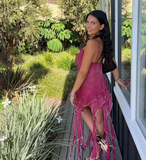 Cute Sheath Spaghetti Strap Ruffle Chiffon Short Homecoming Dress Birthday Dress HZ1023