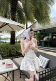 White Cute A Line Spaghetti Strap Lace Homecoming Dress Birthday Dress HZ1023