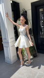 Simple Sequare Neck White Short Prom Dress,Elegant Homecoming Dress HZ1023