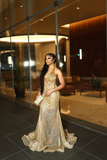 Gold Beaded Sequin Mermaid Prom Dress Evening Dress HZ1023