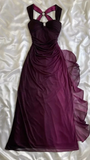 Charming Straps Ombre Grape Backless Long Chiffon Prom Dress Evening Dress HZ1023