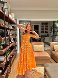 A-line Orange Prom Dress Fashion Party Evening Dress HZ1023