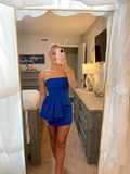 Unique Blue Strapless Short Homecoming Dress HZ1023