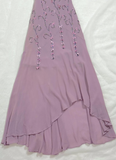 Vintage A Line Spaghetti Straps Beaded Purple Chiffon Prom Dress Party Dress HZ1023