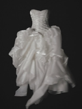 Flowy A Line Sweetheart Neck Pleated White Organza Wedding Dress HZ1023