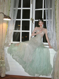 Stunning Green A Line Sweetheart Neck Corset Sequin Tulle Prom Dress Evening Dress HZ1023