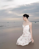 Elegant A Line Spaghetti Strap Print Floral Satin Long Party Dress Evening Dress HZ1023