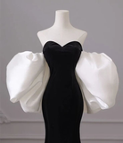 Black Velvet Strapless Mermaid Prom Dress Evening Dress HZ1023