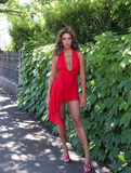 Sexy Sheath Halter Red Chiffon Short Homecoming Dress Outfits HZ1023