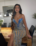 Gorgeous Beaded Slit Prom Dress Evening Dress HZ1023