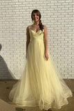 Yellow sweetheart tulle long prom dress yellow evening dress HZ1023
